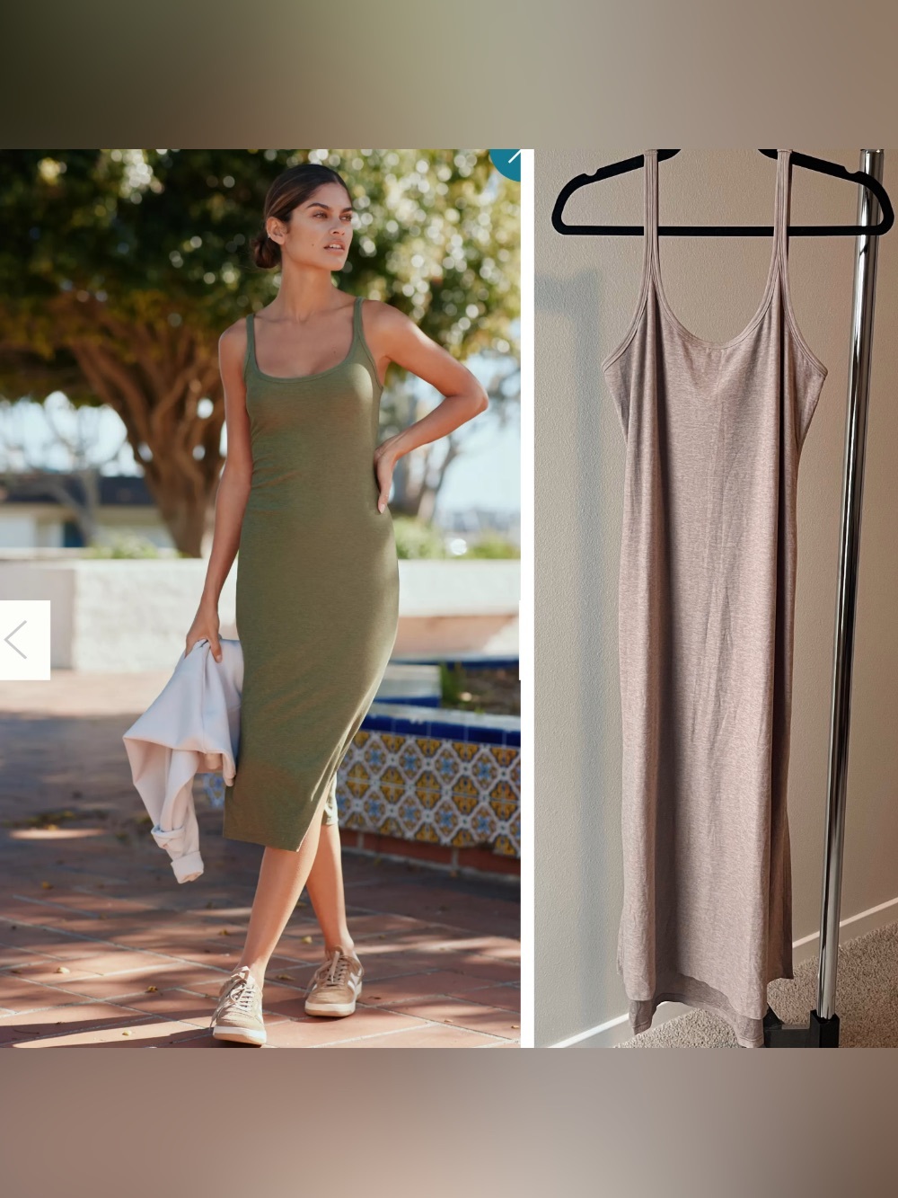 Beyond Yoga Anthropologie Size Small SimplicityTank Midi Dress in Taupe NWOT